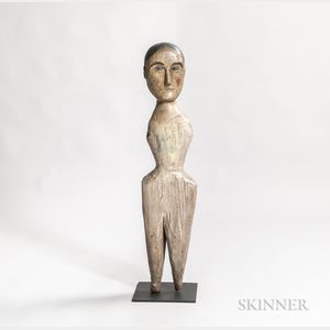 Large Carved and Painted Female Doll Figure