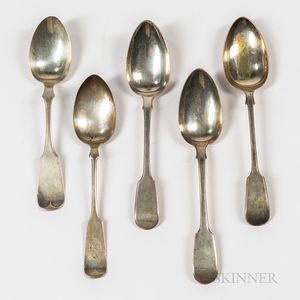 Three English Sterling Silver Tablespoons and Two American Sterling Silver Tablespoons