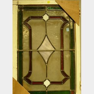 Large Architectural Leaded Glass Window.