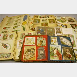 Six 19th Century Albums and Partial Albums of Chromolithograph Trade Cards and Scraps and an Album of Seventy-n...