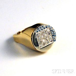 14kt Gold, Diamond, and Zirconia Ring