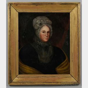 Attributed to Zedekiah Belknap (Massachusetts/New Hampshire/Connecticut, 1781-1858) Portrait of a Woman with a Yellow Shawl