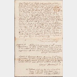 Dudley, Paul (1675-1751) Document Signed, Boston, 22 January 1705.
