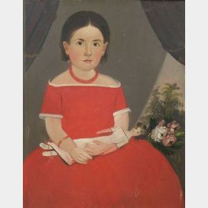 Attributed to William W. Kennedy (New Hampshire, Massachusetts, Maryland, 1818-1870) Portrait of a Girl in a Red Dress.