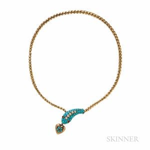 Victorian Gold and Turquoise Snake Necklace