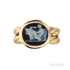 18kt Gold and Hardstone Cameo Ring