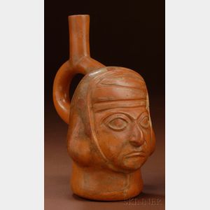 Pre-Columbian Painted Pottery Portrait Vessel