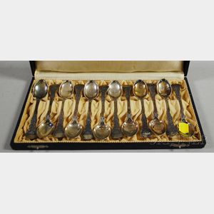 Boxed Set of Twelve Magnus Aase .830 Silver Coffee Spoons