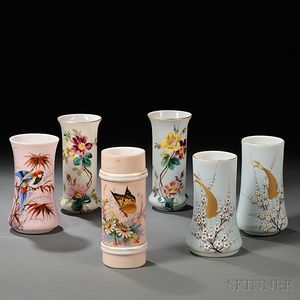 Six Mount Washington Glass Vases