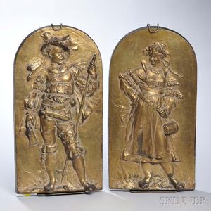 Two Mettlach Bronzed Earthenware Plaques