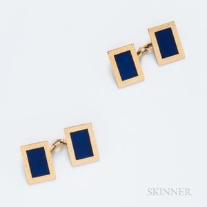 18kt Gold and Enamel Cuff Links