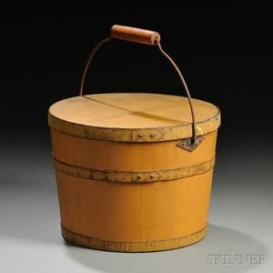 Shaker Yellow-painted Lidded Wooden Pail
