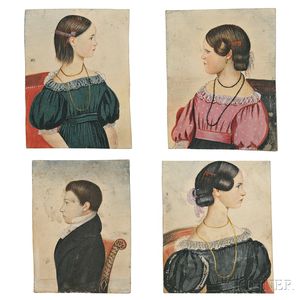 Edwin Plummer (Massachusetts, c. 1802-1880) Four Portraits of Children.
