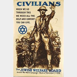 Sidney H. Riesenberg Civilians Jewish Welfare Board U.S. WWI Lithograph Poster