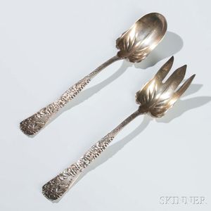 Pair of Tiffany & Co. "Vine" Pattern Sterling Silver Salad Servers