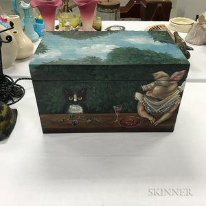 Cat and Pig Paint-decorated Box