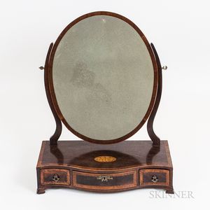 Federal-style Inlaid Mahogany Serpentine-front Dressing Mirror