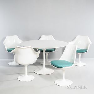 Eero Saarinen (1910-1961) for Knoll International Tulip Dining Table and Five Tulip Chairs