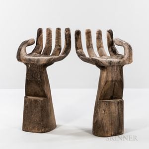 Pair of Pedro Freidberg-style Hand Barstools