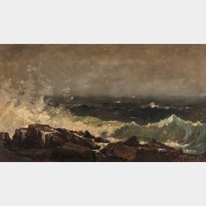 John Appleton Brown (American, 1844-1902) Surf Breaking on a Rocky Coast