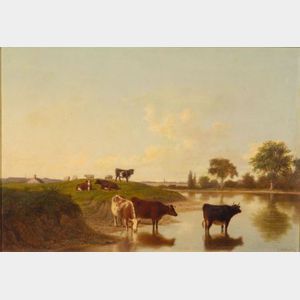 Thomas Hewes Hinckley (American, 1813-1896) Cattle Watering