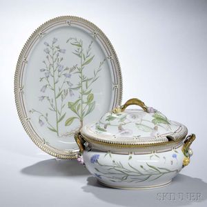 Royal Copenhagen Porcelain "Flora Danica" Soup Tureen and Platter