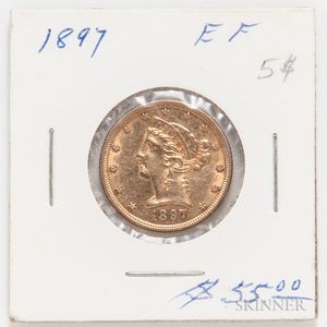 1897 $5 Liberty Head Gold Coin. 