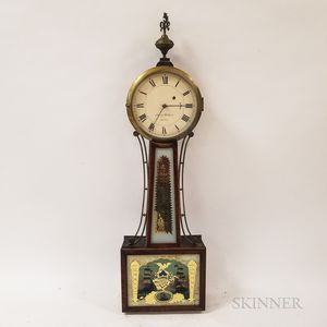 Reproduction Aaron William Inlaid and Reverse-painted Mahogany Patent Timepiece