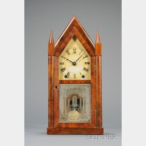 Miniature Mahogany Steeple Clock by Brewster and Ingrahams