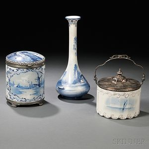 Three Pairpoint Delft Decorated Items