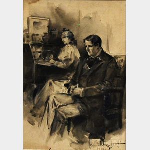 Walter Granville-Smith (American, 1870-1938) Couple in an Interior