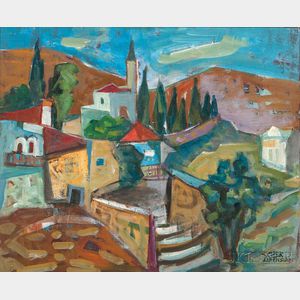 Yaacov Eisenscher (Israeli, 1896-1980) Hillside Village