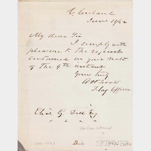 Foote, Andrew Hull (1806-1863) Autograph Letter Signed, 11 June 1862.