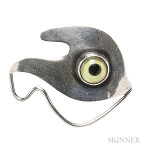 Silver and Glass Eye Brooch, Sam Kramer
