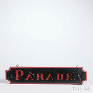 Carved and Painted Horse Nameplate "PARADE.,"