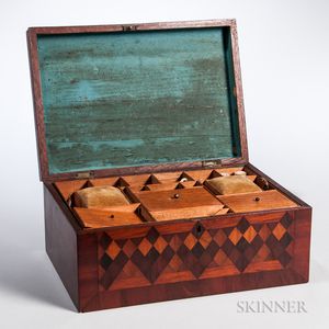 Star-inlaid Mahogany Veneer Sewing Box