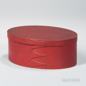 Large Red-painted Oval Shaker Pantry Box