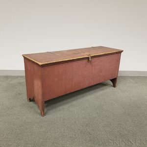 Red-painted Pine Six-board Chest