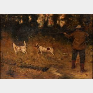 School of Arthur Burdett Frost (American, 1851-1928) Hunter Shooting with Two Dogs
