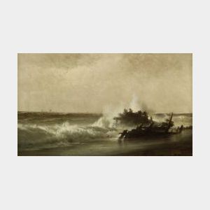 William Richardson Tyler (American, 1825-1896) Shoreline With Hulk