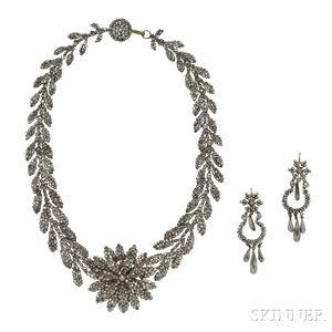 Antique Cut Steel Necklace and Earrings