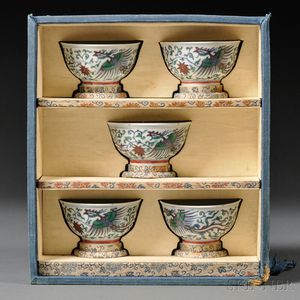 Set of Five Doucai Cups