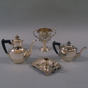 Four Pieces of Sterling Silver and Silver-plated Tableware