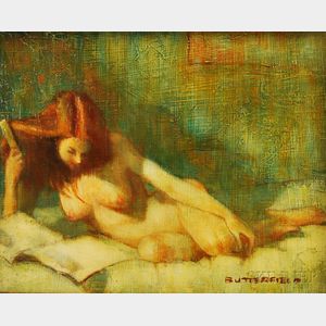 W. Cortland Butterfield (American, 1904-1977) Nude Reading.