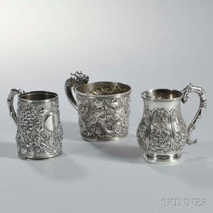 Three Chinese Export Silver Cups