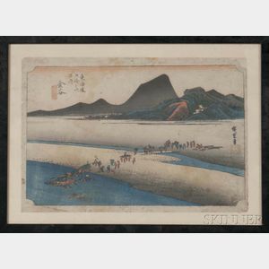 Utagawa Hiroshige (1797-1858),Kanaya, Distant Bank of Oi River