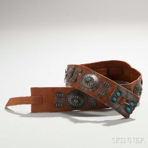Navajo Girl's Silver and Turquoise Concha Belt