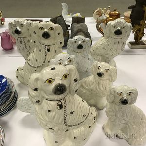 Four Pairs of Staffordshire Ceramic Spaniels