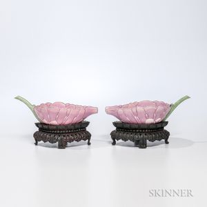 Pair of Famille Rose Lotus Water Droppers