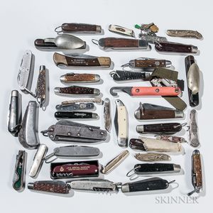 Large Group of Military and Civilian Folding Knives
